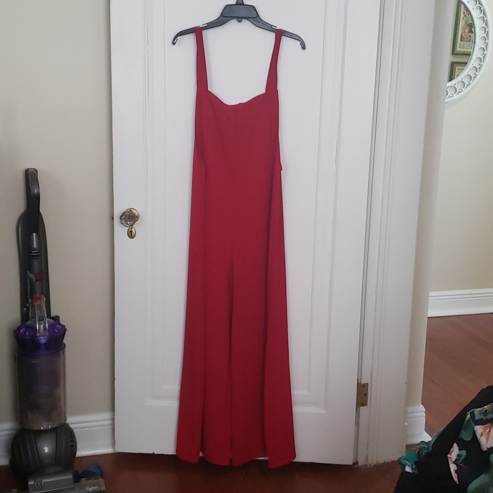 Red wide leg pant jumper